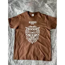 Koszulka T-shirt Bearded Coffee – Brodaci maorysi - brązowa